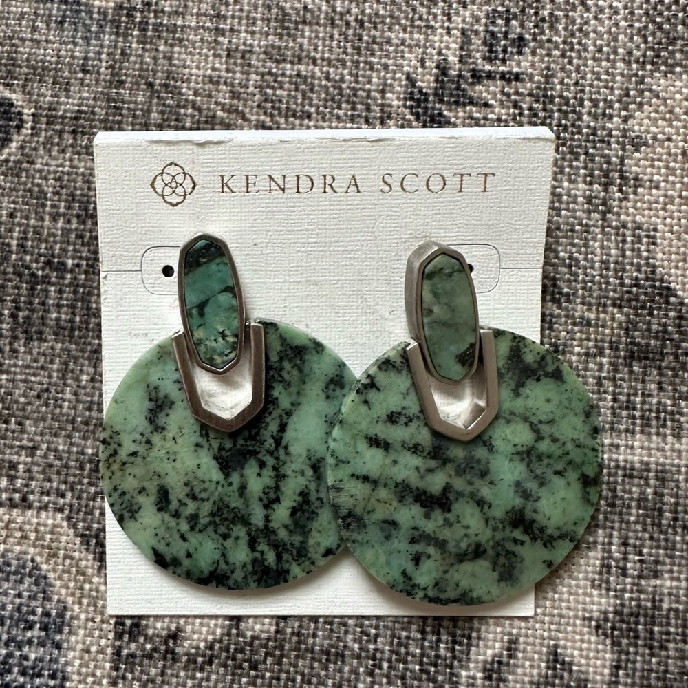 Kendra Scott Didi Rhodium Plated African Turquoise Drop Earrings